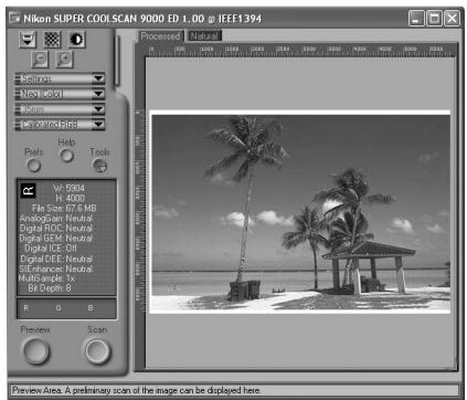 NIKON SUPER COOLSCAN LS-9000 ED - Click the Preview button A preview will be displayed in the preview area. - 3