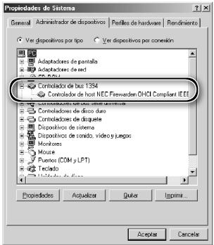NIKON SUPER COOLSCAN LS-9000 ED - Compruebe el controlador principal (host) IEEE 1394 - 1