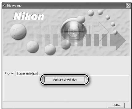 NIKON SUPER COOLSCAN LS-9000 ED - Cliquez sur Assistant d'installation La boite de dialogue "Bienvenue" apparait. Cliquez sur I'onglet "Logiciels" puis cliquez sur Assistant d'installation. - 1