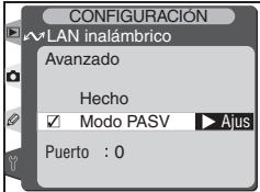 CONFIGURACIÓN AVANZADO Hecho ✓ Modo PASV ▶ Ajus Puerto : 0