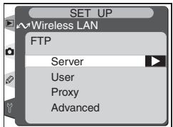 SET UP Wireless LAN FTP Server User Proxy Advanced