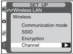 SET UP Wireless LAN Wireless Communication mode SSID Encryption Channel