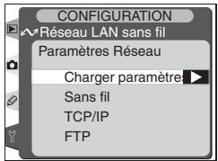 CONFIGURATION Réseau LAN sans fil Paramètres Réseau Charger paramètre Sans fil TCP/IP FTP