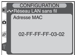 RÉSEAU LAN sans fil Adresse MAC 02-FF-FF-FF-03-02