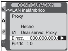 CONFIGURACIÓN VLAN inalámbrico Proxy Hecho ✓ Usar servid. Proxy Direcc. : 000.000.000. Puerto : 0