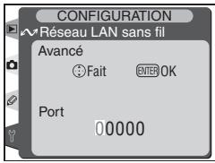 RÉSEAU LAN sans fil Avancé Fait ENTER OK Port 00000