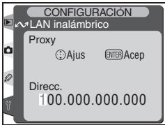 CONFIGURACIÓN AliAN inalámbrico Proxy ● Ajus ENTER Acep Direcc. 100.000.000.000