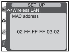 SET UP ~Wireless LAN MAC address 02-FF-FF-FF-03-02