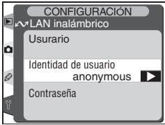 CONFIGURACIÓN USUARIO Identidad de usuario anonymous Contraseña