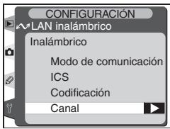 CONFIGURACIÓN LAN inalámbrico Inalámbrico Modo de comunicación ICS Codificación Canal