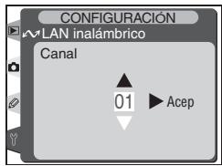 CONFIGURACIÓN LAN inalámbrico Canal 01 ▶ Acep