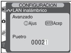 CONFIGURACIÓN AVANZADO ● Ajus ENTER Acep Puetro 00021