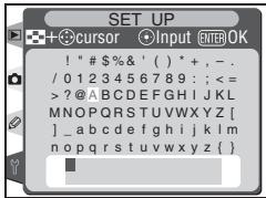 SET UP + cursor Input ENTER OK ! " # $%& ' ( ) * +, - . / 0123456789 : ; <= ?@ABCDEFGHIJKLMNOPQRSTUVWXYZ [ ] _abcdefghijklmnopqrstuvwxyz { }