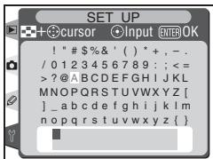 SET UP + cursor Input ENTER OK ! " # $%& ' ( ) * +, -. / 0123456789 : ; <= ?@ABCDEFGHIJKLMNOPQRSTUVWXYZ [ ] _ abcdefghijklm nopqrstuvwxyz { }