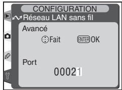 Réséau LAN sans fil Avancé Fait ENTER OK Port 00021
