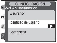 CONFIGURACIÓN WLAN inalámbrico Usurario Identidad de usuario Contraseña