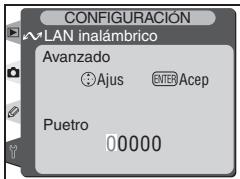 CONFIGURACIÓN WLAN inalámbrico Avanzado ● Ajus ENTER Acep Pueetro 00000
