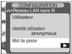 RÉSEAU LAN sans fil Utilisateur Identité utilisateur anonymous Mot de passe