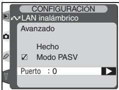 CONFIGURACIÓN AVANZADO Hecho ✓ Modo PASV Puerto : 0