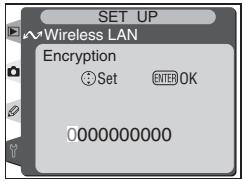 SET UP Wireless LAN Encryption Set ENTER OK 000000000