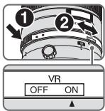NIKON AF-S NIKKOR 300MM F-2.8G ED VR II - Réglage de la bague de commutateur ON/OFF (marche/arrêt) de réduction de la vibration - 1