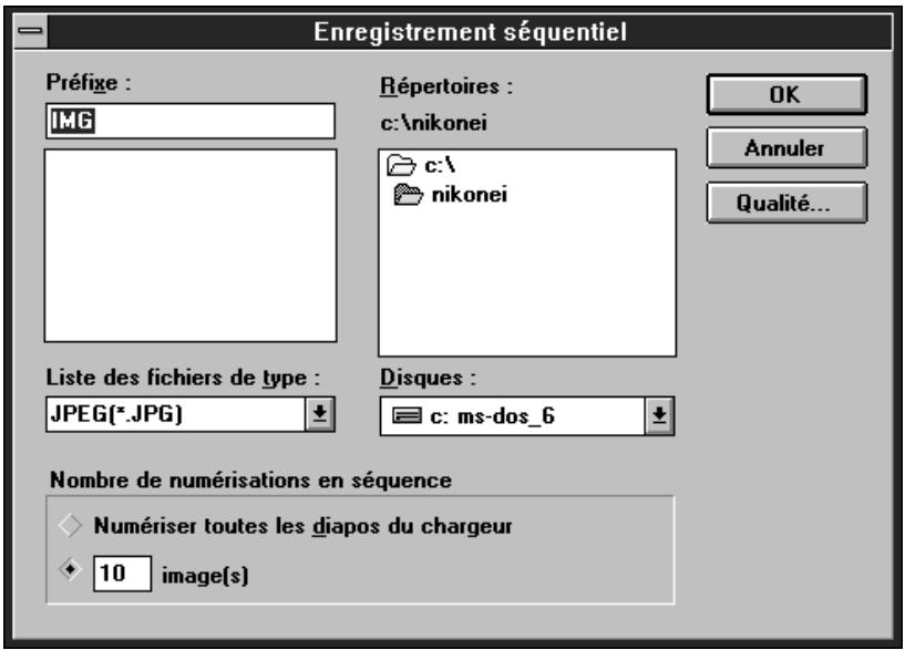 NIKON CONTROL - Boîte de dialogue enregistrement séquentiel - 1