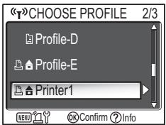 CHOOSE PROFILE 2/3 Profile-D Profile-E Printer1 OK Confirm ? Info