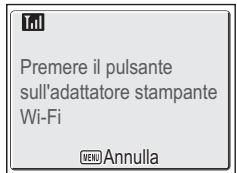 Premere il pulsante sull'adattatore stampante Wi-Fi MENU Annulla