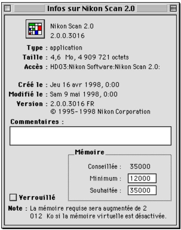 NIKON SCAN 2 - Étape 8—Vérifiez la mémoire disponible pour Nikon Scan - 2