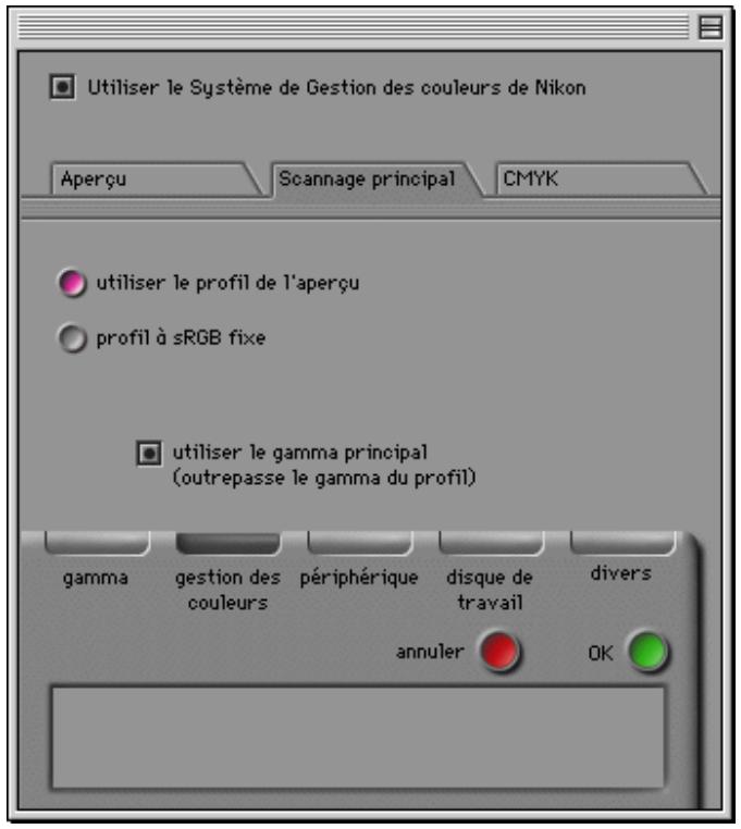 NIKON SCAN 2 - Paramètres Numérisation finale (profil de restitution) - 1