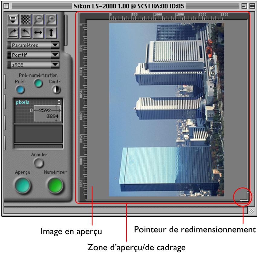 NIKON SCAN 2 - Modification de la taille de la zone d'Aperçu/de cadrage - 1