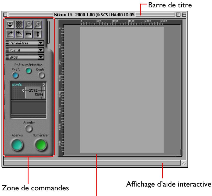 NIKON SCAN 2 - Différentes parties de la fenêtre de numération - 1