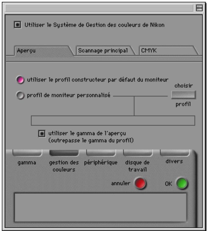 NIKON SCAN 2 - Paramètres Prévisualisation (profil de l'écran) - 1