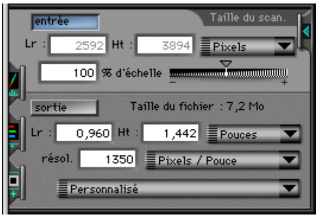 NIKON SCAN 2 - Commandes du Tiroir Taille de l'Image à numérique - 1