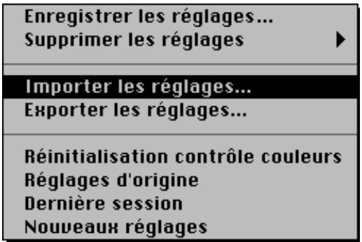 NIKON SCAN MACINTOSH - Import de réglages - 1
