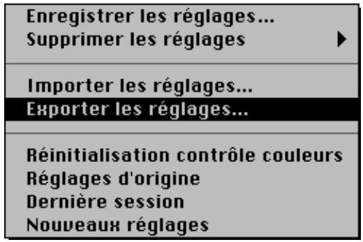 NIKON SCAN MACINTOSH - Export de réglages - 1