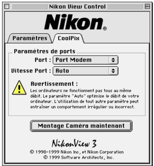 NIKON VIEW 3 - Installation de l'appareil photo à partir d'un port modem/imprimante - 3