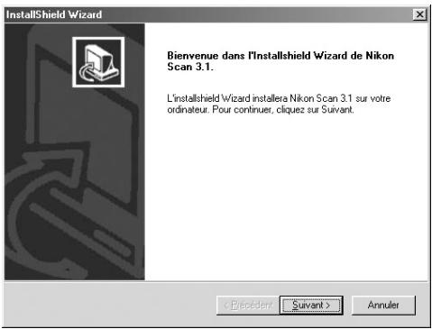InstallShield Wizard Bienvenue dans l'Installshield Wizard de Nikon Scan 3.1. L'installshield Wizard installera Nikon Scan 3.1 sur votre ordinateur. Pour continuer, cliquez sur Suivant.