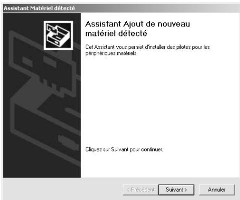 Assistant Matériel détecté Assistant Ajout de nouveau matériel détecté Cet Assistant vous permet d'installer des pilotes pour les périphéniques matériels. Cliquez sur Suivant pour continuer. < Précédent Suivant > Annuler