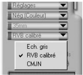 Réglages Nég (Couleur) 35mm RVB calibré Ech. gris ✓ RVB calibré CMJN