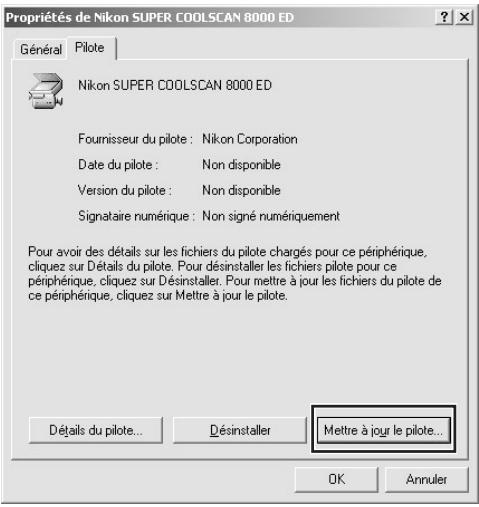 Propriétés de Nikon SUPER COOLSCAN 8000 ED Général Pilote Nikon SUPER COOLSCAN 8000 ED Fournisseur du pilote : Nikon Corporation Date du pilote : Non disponible Version du pilote : Non disponible Signataire numérique : Non signé numériquement Pour avoir des détails sur les fichiers du pilote chargés pour ce périphérique, cliquez sur Détails du pilote. Pour désinstaller les fichiers pilote pour ce périphérique, cliquez sur Désinstaller. Pour mettre à jour les fichiers du pilote de ce périphérique, cliquez sur Mettre à jour le pilote. Détails du pilote... Désinstaller Mettre à jour le pilote... OK Annuler