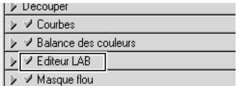 Decouper Courbes Balance des couleurs Editeur LAB Masque flou
