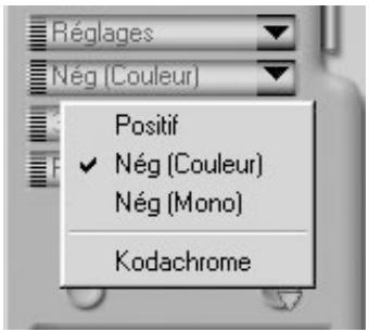Réglages Nég (Couleur) Positif ✓ Nég (Couleur) Nég (Mono) Kodachrome