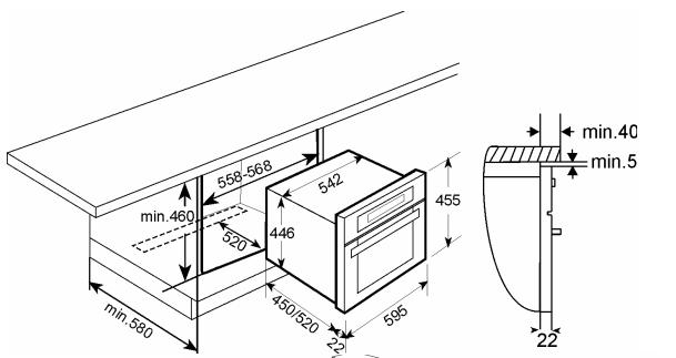 AEG-ELECTROLUX MCC3880EM - Dimensions pour l'installation du four - 1