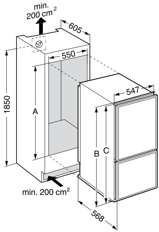 AEG-ELECTROLUX EK26010LISW - Einbaumaße (mm) - 1