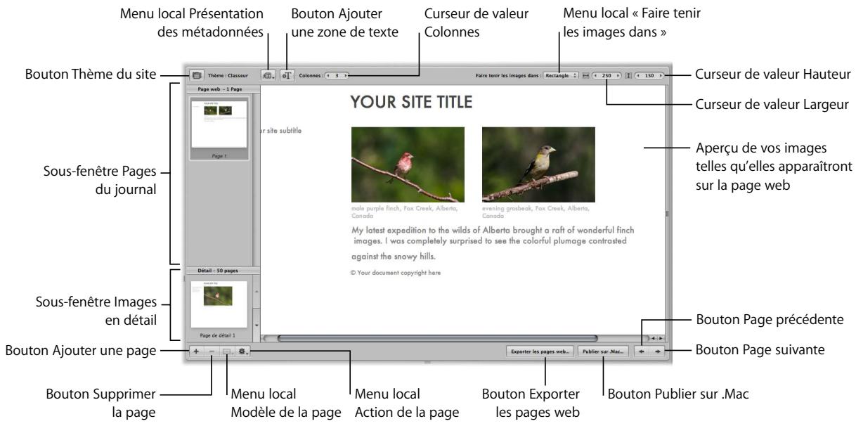 APPLE APERTURE 2 - Commandes de journal web dans l'éditeur de pages web - 1