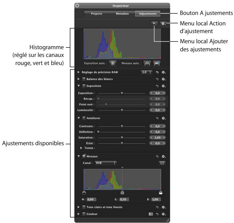 APPLE APERTURE 2 - Affichage des commandes d'ajustement - 3