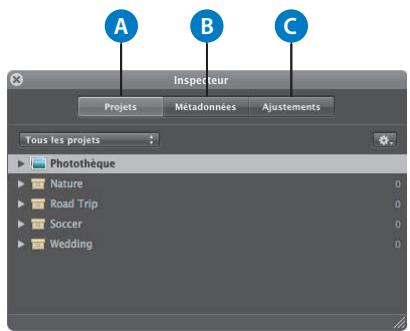 APPLE APERTURE 2 - Pour afficher la palette de l'inspecteur : - 1