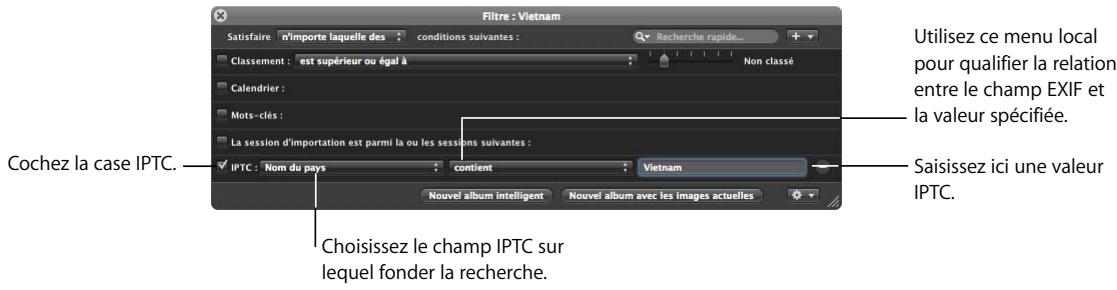 APPLE APERTURE 2 - Pour rechercher des images en fonction des données IPTC : - 1