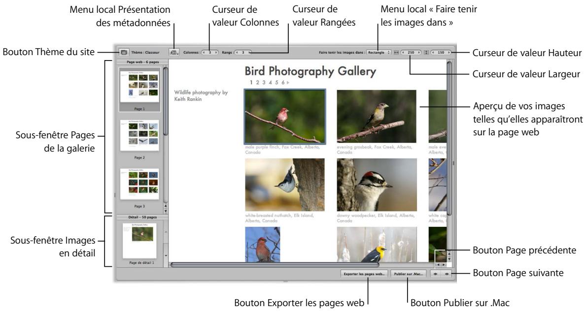 APPLE APERTURE 2 - Commandes de l'éditeur de pages web destinées aux pages web - 1